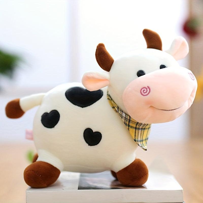 Colorful Cow Plush Toy With Small Flower Cow Doll Gift