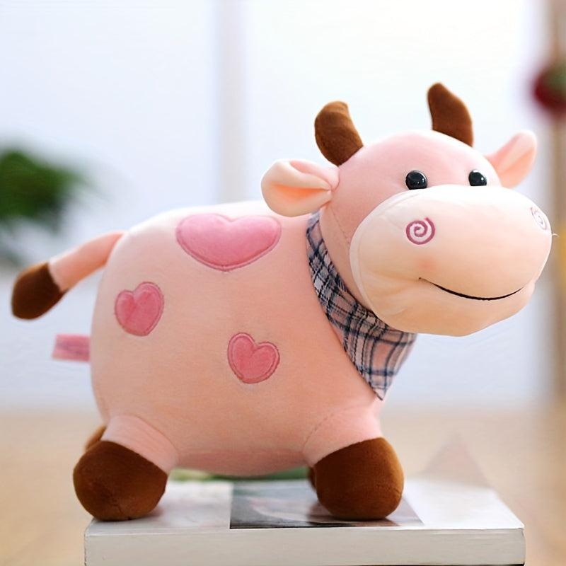 Colorful Cow Plush Toy With Small Flower Cow Doll Gift