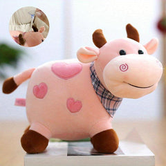 Colorful Cow Plush Toy With Small Flower Cow Doll Gift