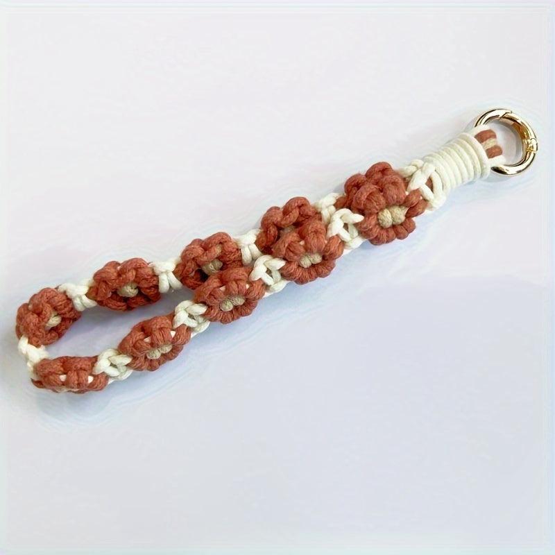 Mobile Phone Daisy Flower Rope Keychain Bag Pendant