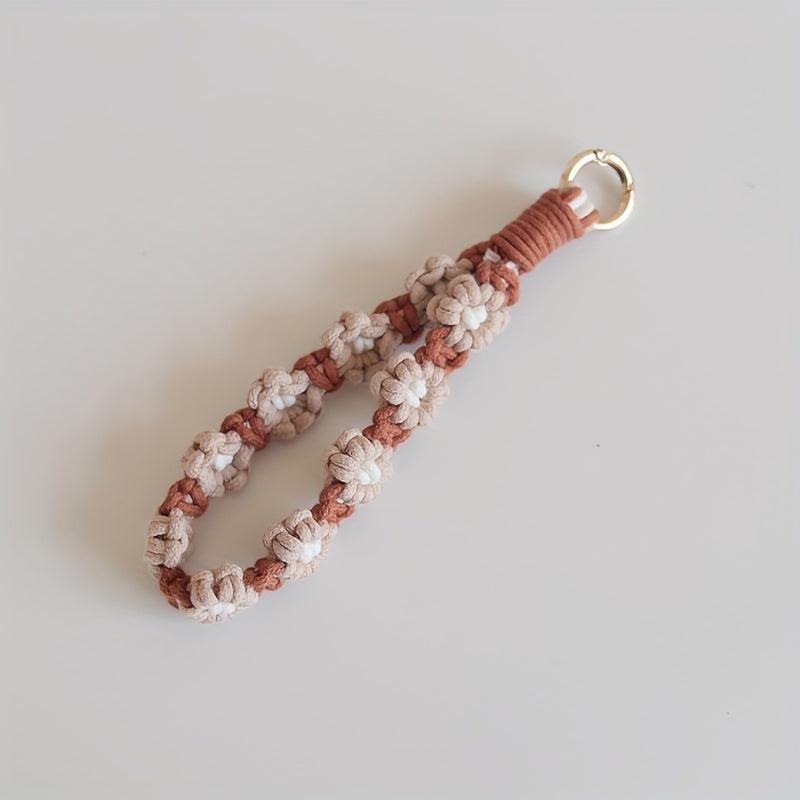 Mobile Phone Daisy Flower Rope Keychain Bag Pendant