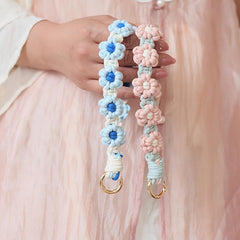 Mobile Phone Daisy Flower Rope Keychain Bag Pendant