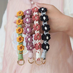Mobile Phone Daisy Flower Rope Keychain Bag Pendant
