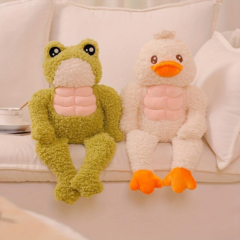 Funny Ugly Duck Doll Muscle Frog Plush Toy Green Pillow
