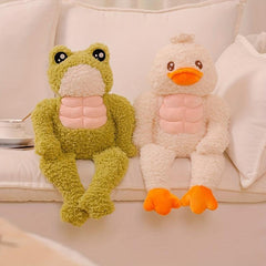 Funny Ugly Duck Doll Muscle Frog Plush Toy Green Pillow