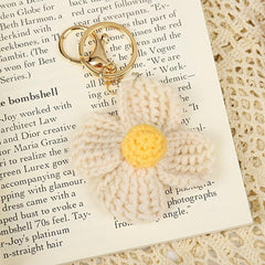 Handwoven Flower Shape Keychain Pendant Car Hanging Bag Accessories