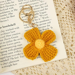 Handwoven Flower Shape Keychain Pendant Car Hanging Bag Accessories