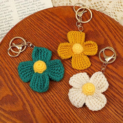 Handwoven Flower Shape Keychain Pendant Car Hanging Bag Accessories