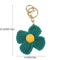 Handwoven Flower Shape Keychain Pendant Car Hanging Bag Accessories