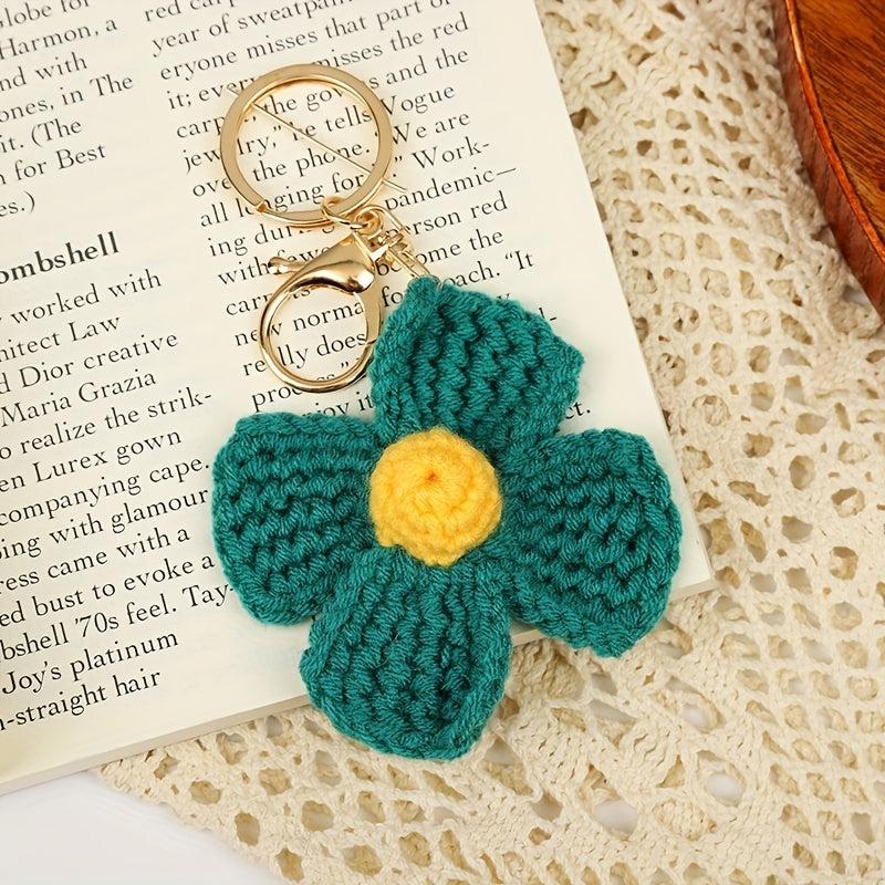 Handwoven Flower Shape Keychain Pendant Car Hanging Bag Accessories
