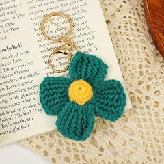 Handwoven Flower Shape Keychain Pendant Car Hanging Bag Accessories
