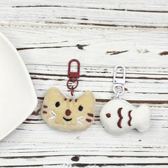 Cat & Fish Plush Keychain High Value Couple Bag Accessories