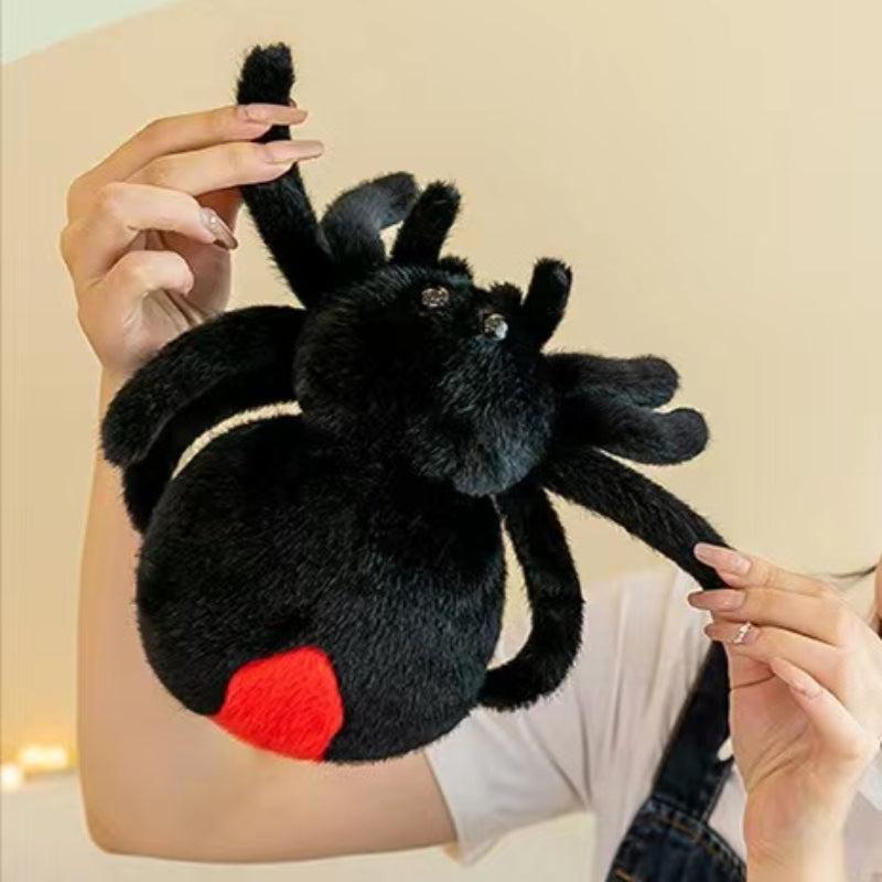 Red Tail Spider Plush Toy Halloween Bar Doll Funny Simulation