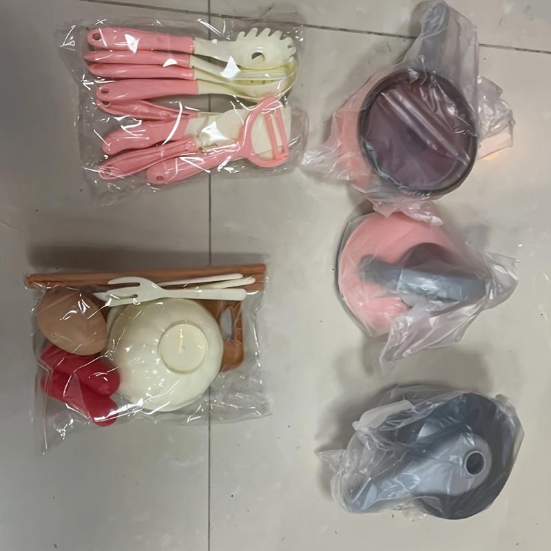 Kitchen Toy Set 28 Pieces Role-playing Cooking Utensils Pot Set Pink