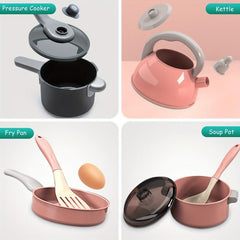 Kitchen Toy Set 28 Pieces Role-playing Cooking Utensils Pot Set Pink