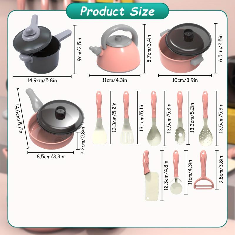 Kitchen Toy Set 28 Pieces Role-playing Cooking Utensils Pot Set Pink