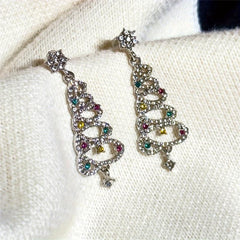 Zircon Snow & Christmas Tree Earrings