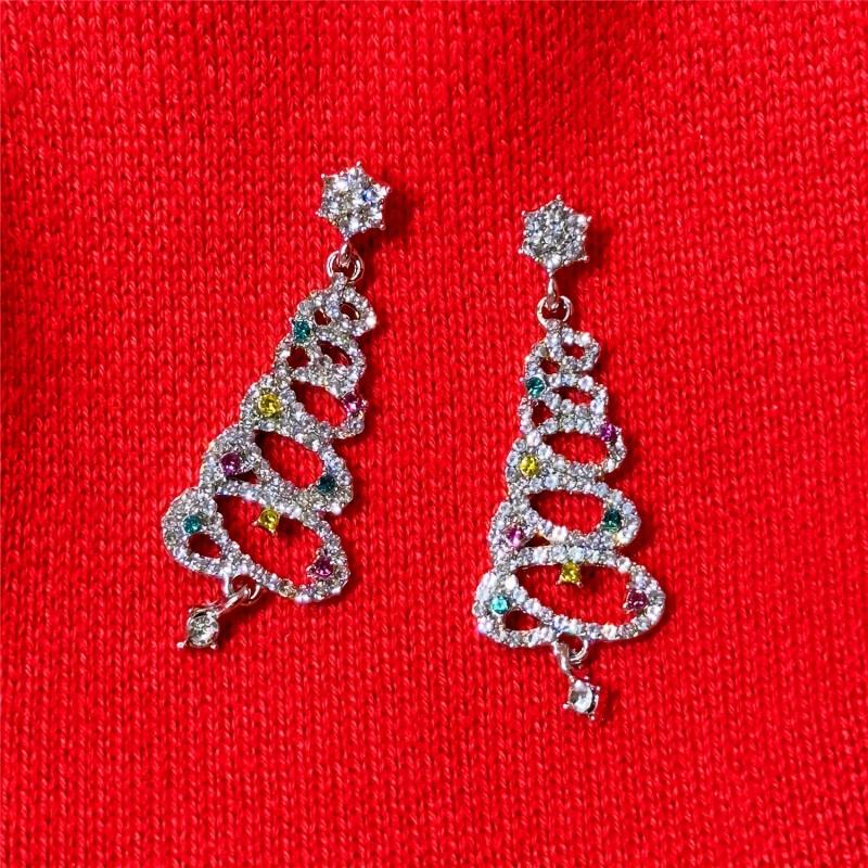 Zircon Snow & Christmas Tree Earrings