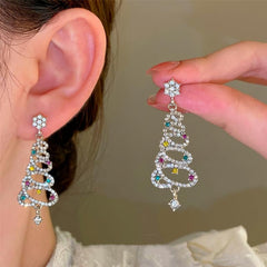 Zircon Snow & Christmas Tree Earrings
