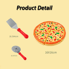 Pizza Cutting Toy Pretend Play Pizza Set Fast Food Kitchen Toy