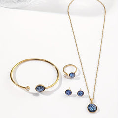 Stainless Steel Jewelry Set Pendant Necklace Earrings Bangle Ring Gift
