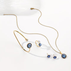 Stainless Steel Jewelry Set Pendant Necklace Earrings Bangle Ring Gift