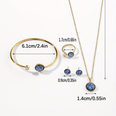Stainless Steel Jewelry Set Pendant Necklace Earrings Bangle Ring Gift