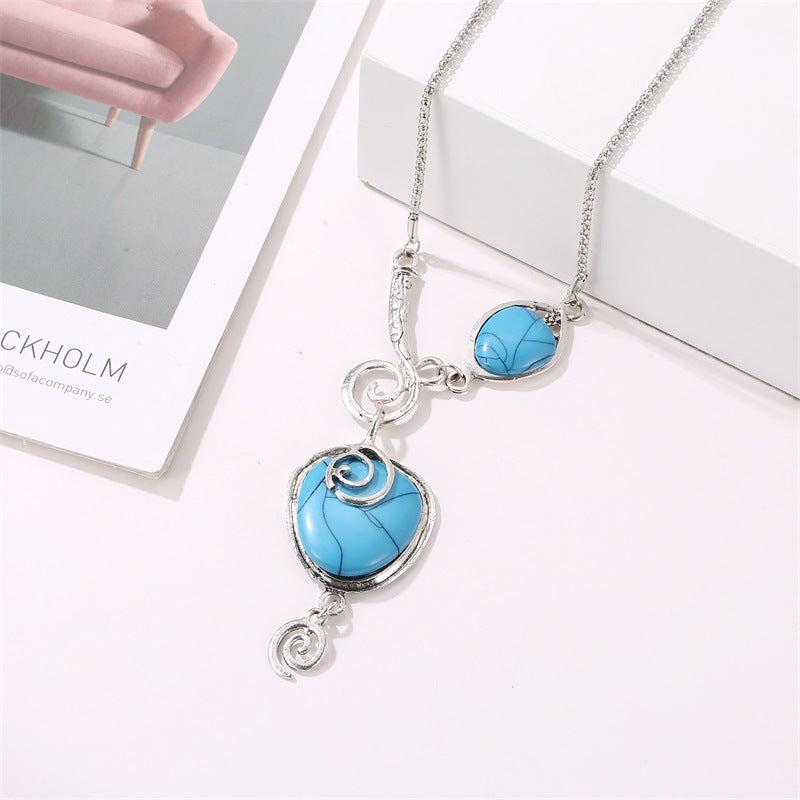 Turquoise Vintage Heart Collar Pendant Necklace
