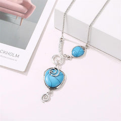 Turquoise Vintage Heart Collar Pendant Necklace