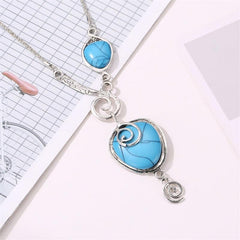 Turquoise Vintage Heart Collar Pendant Necklace
