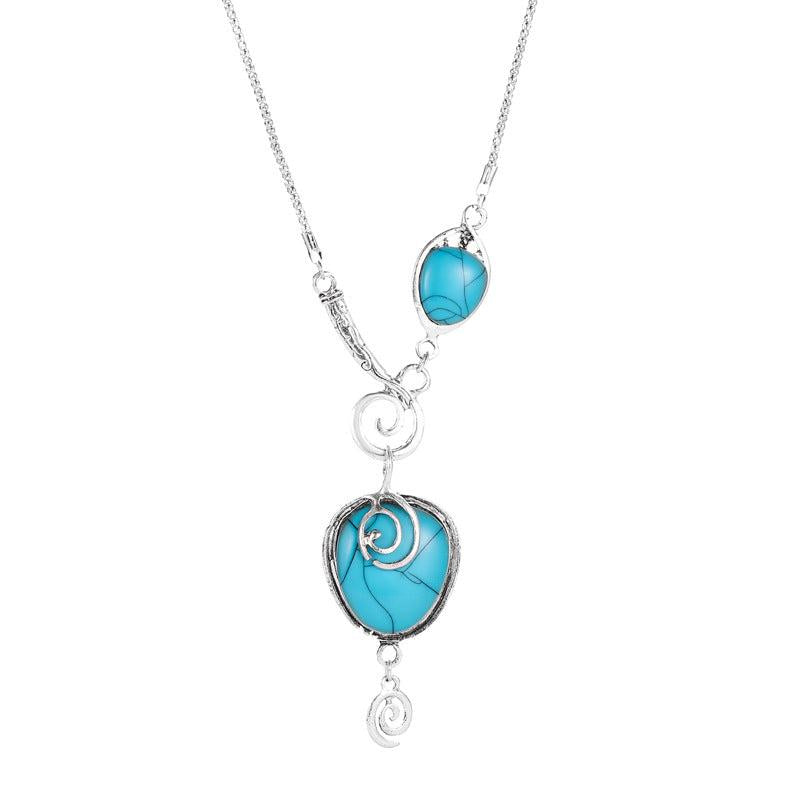 Turquoise Vintage Heart Collar Pendant Necklace