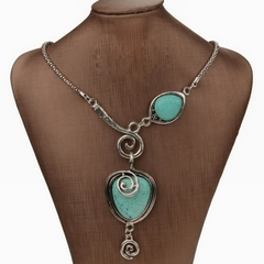 Turquoise Vintage Heart Collar Pendant Necklace