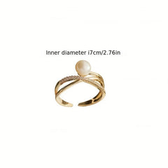 Pearl Stacking Ring 14K Golden Plated Women Girls