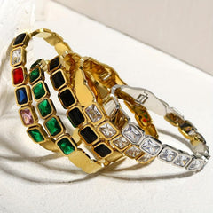 Colorful Crystal Bangles Bracelets for Women Waterproof Jewelry