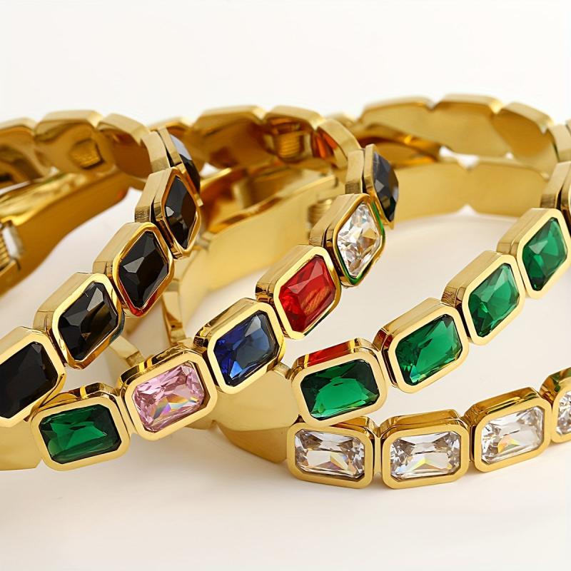 Colorful Crystal Bangles Bracelets for Women Waterproof Jewelry