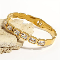 Colorful Crystal Bangles Bracelets for Women Waterproof Jewelry