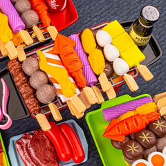 Kids Play Kitchen Toy Set - Mini Hot Pot & BBQ Stove Cooking Playset