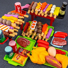 Kids Play Kitchen Toy Set - Mini Hot Pot & BBQ Stove Cooking Playset