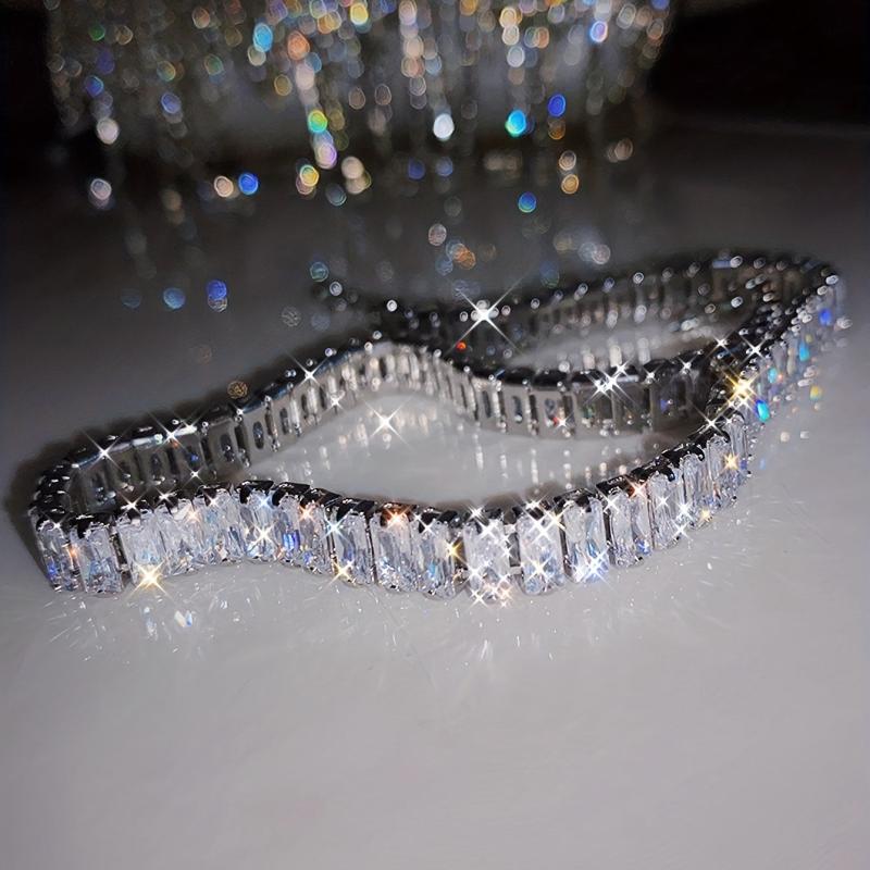 Crystal Zircon Chunky Tennis Necklace For Women Party