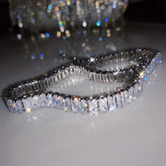 Crystal Zircon Chunky Tennis Necklace For Women Party