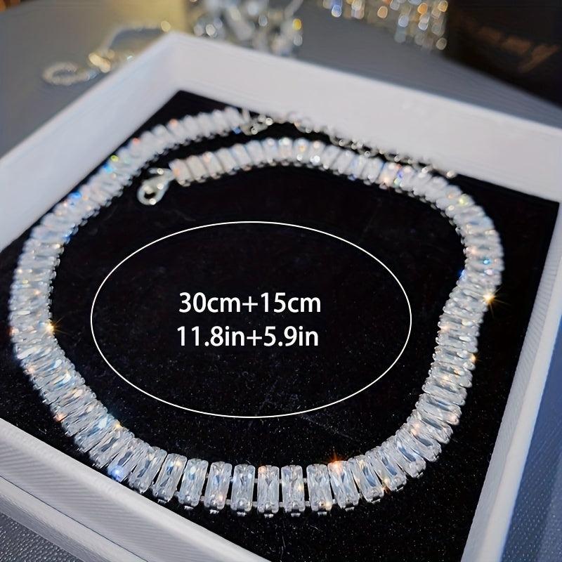 Crystal Zircon Chunky Tennis Necklace For Women Party