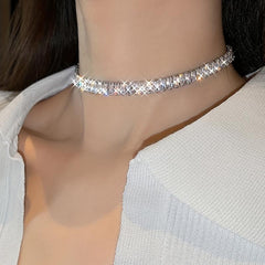 Crystal Zircon Chunky Tennis Necklace For Women Party