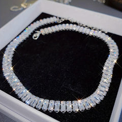 Crystal Zircon Chunky Tennis Necklace For Women Party
