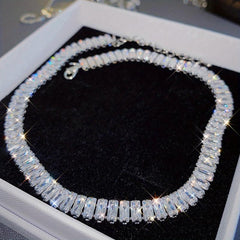 Crystal Zircon Chunky Tennis Necklace For Women Party