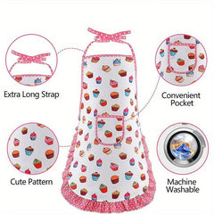 Kids Cooking Apron Gloves Hat Set Pink Chef Costume Role Play House Toys