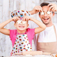 Kids Cooking Apron Gloves Hat Set Pink Chef Costume Role Play House Toys