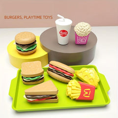Kids Kitchen Toy Pretends Play Cooking Food Game Hamburger Pizza Snack...