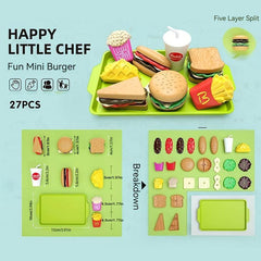Kids Kitchen Toy Pretends Play Cooking Food Game Hamburger Pizza Snack...