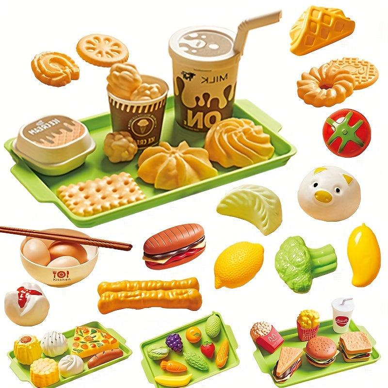 Kids Kitchen Toy Pretends Play Cooking Food Game Hamburger Pizza Snack...