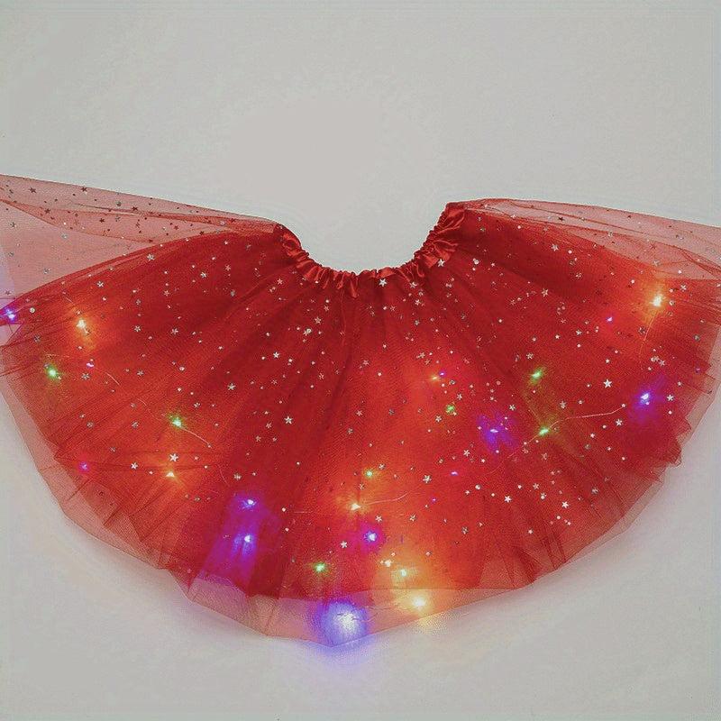 Christmas Girls Glow Skirt Performance Dress